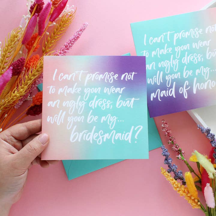 Purple Tree Designs - Wholesale Wedding Card - Make you wear an ugly dress bridesmaid proposal card