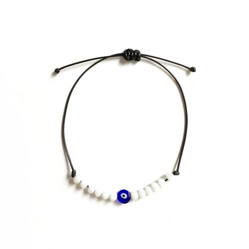 BLUE & WHITE MINI EVIL EYE PULL TIE BRACELET for wholesale by Erry Shop