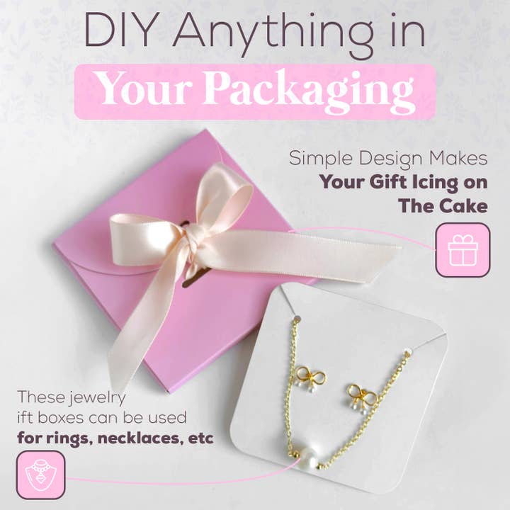 ESPACIO CREATIVO - Wholesale Gift Box - 20 Pack Jewelry Packaging 3.5x3.5x0.2 Inch with Card Display4