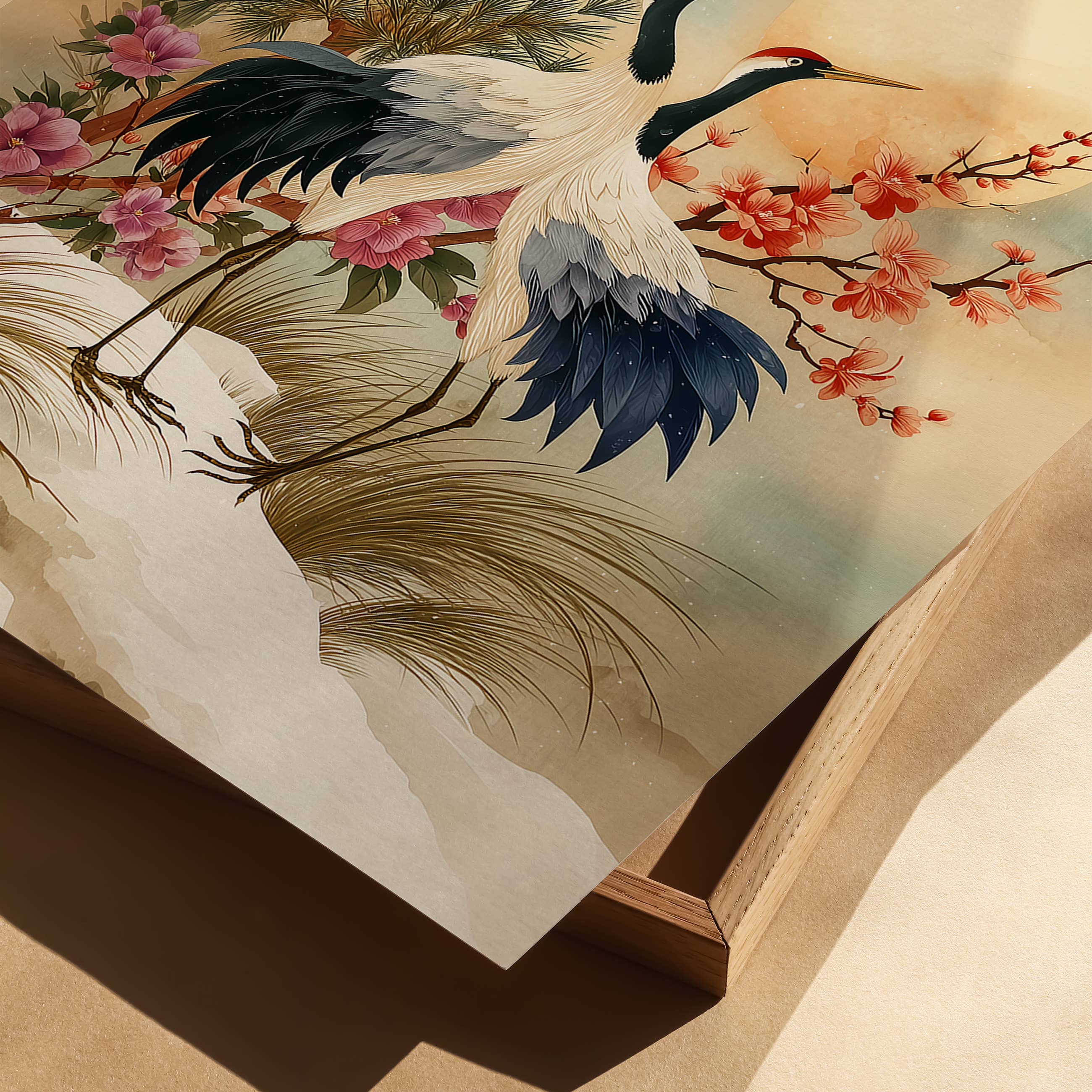 IuliiaArtPrints – wholesale Art print – Winter Red-Crowned Cranes, Japanese Snow Landscape Art Print1