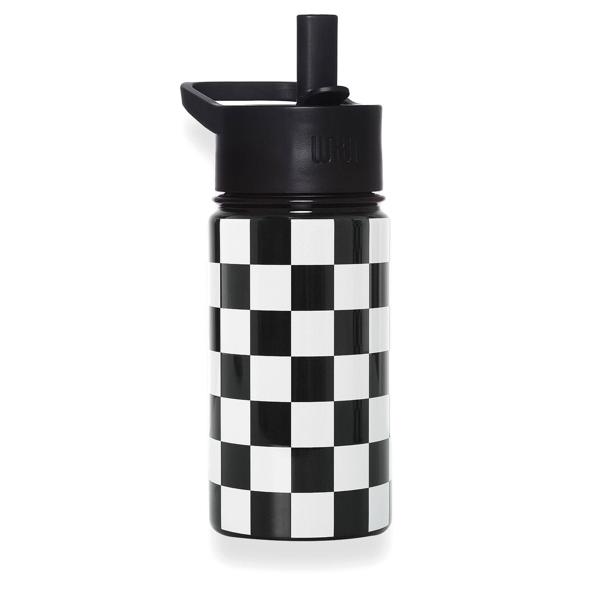 Wildkin - Wholesale Water Bottle - Black and White Checkered 14 oz Steel Water Bottle6