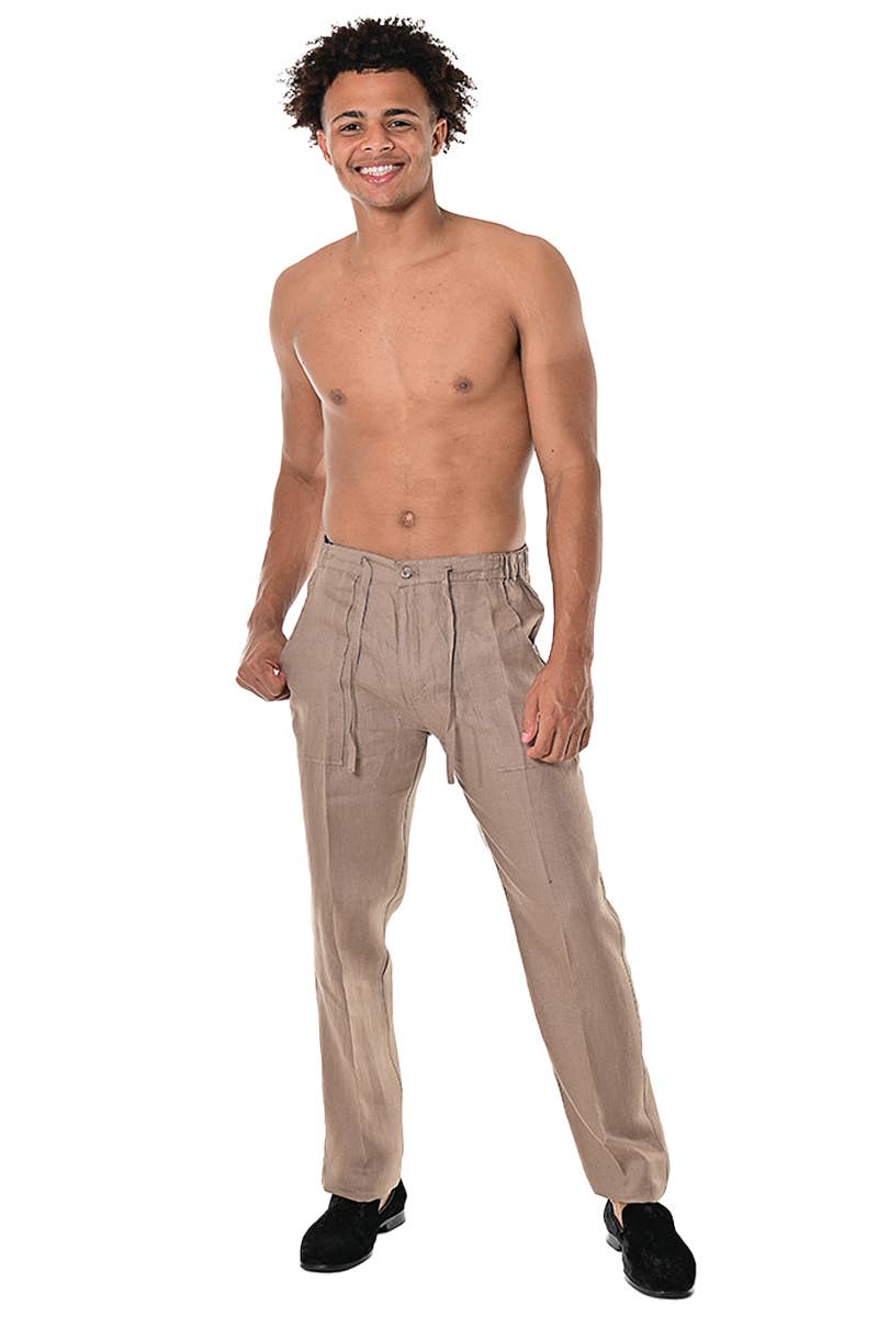 Azucar & Bohio - Wholesale Pants - Men's - Men's 100% Linen Casual Drawstring Pants MLP19-C XL-XXXL3