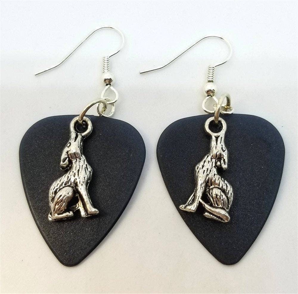 Simply Raevyn - Wholesale Dangle Earrings - Wolf Charm Guitar Pick Earrings7
