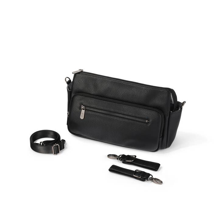 OiOi - Vente Accessoire/housse pour poussette – bébé - Caddie multitâche pour poussette - Cuir végétalien noir