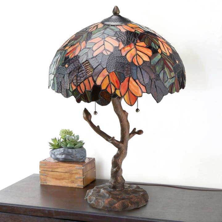 River of Goods - Vente Lampes d'appoint/de bureau - Lampe de table en vitrail H Marvel Maple Tree de 24,5 po5