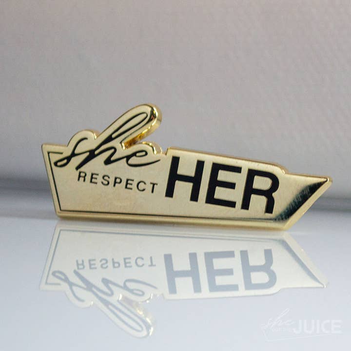 Respect Her - Pronoun Lapel Pin for wholesale by She Got The Juice