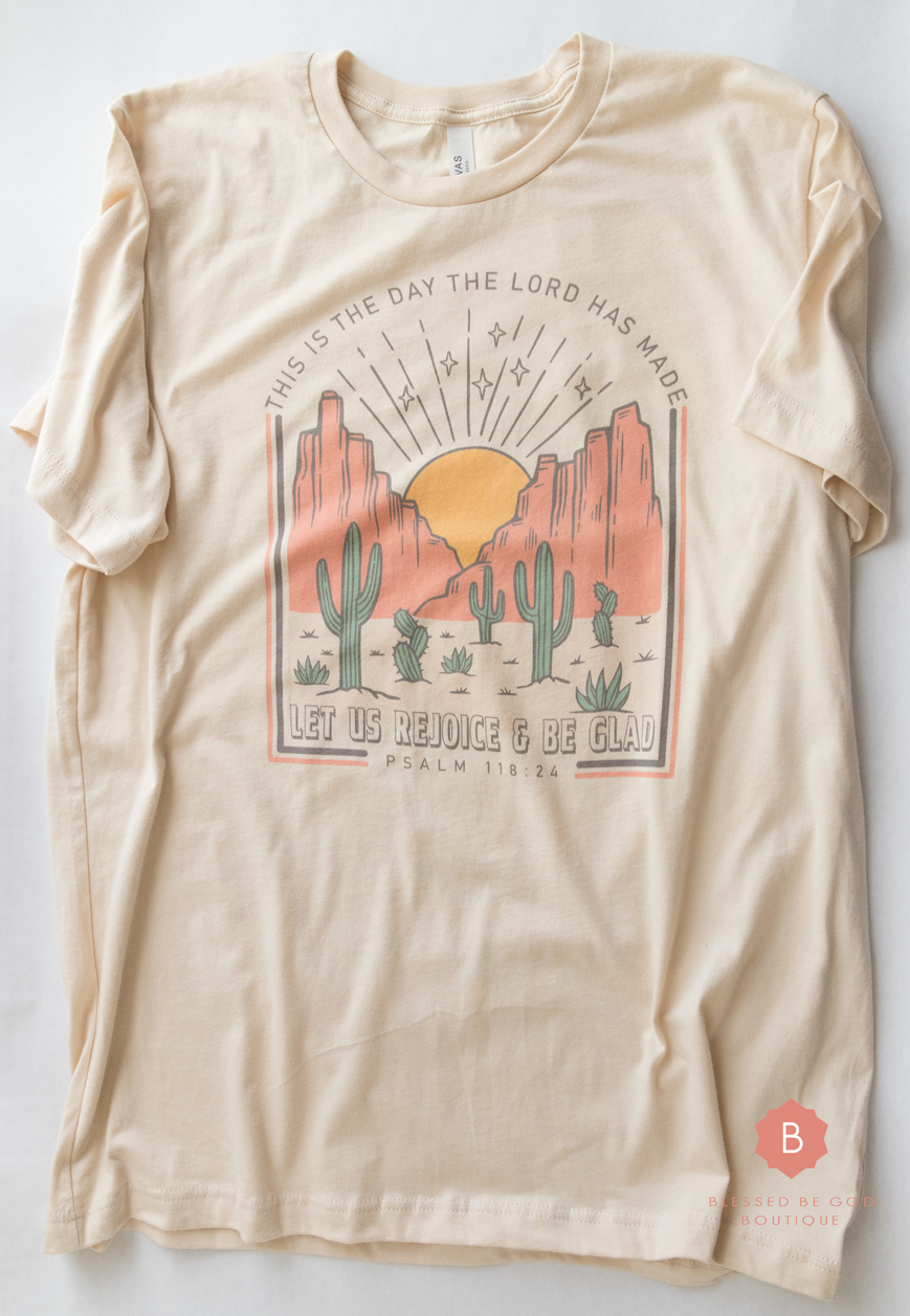 Blessed Be God Boutique - Wholesale Screen Printed T-Shirt - Women's - Catholic t-shirt, Western, Retro, Psalm Day Lord Has Made1