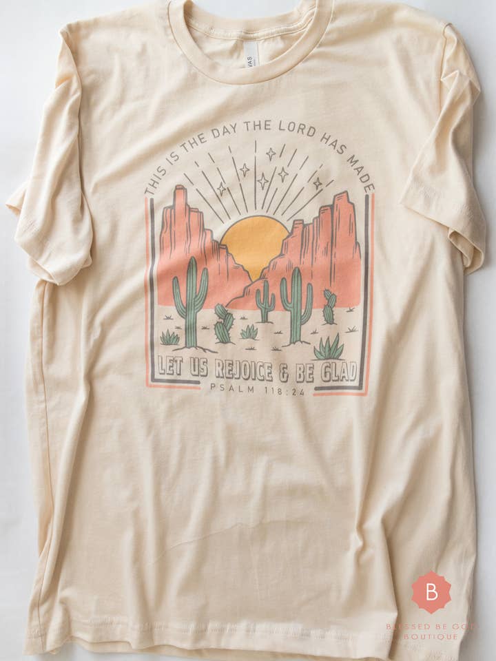 Blessed Be God Boutique - Wholesale Screen Printed T-Shirt - Women's - Catholic t-shirt, Western, Retro, Psalm Day Lord Has Made1