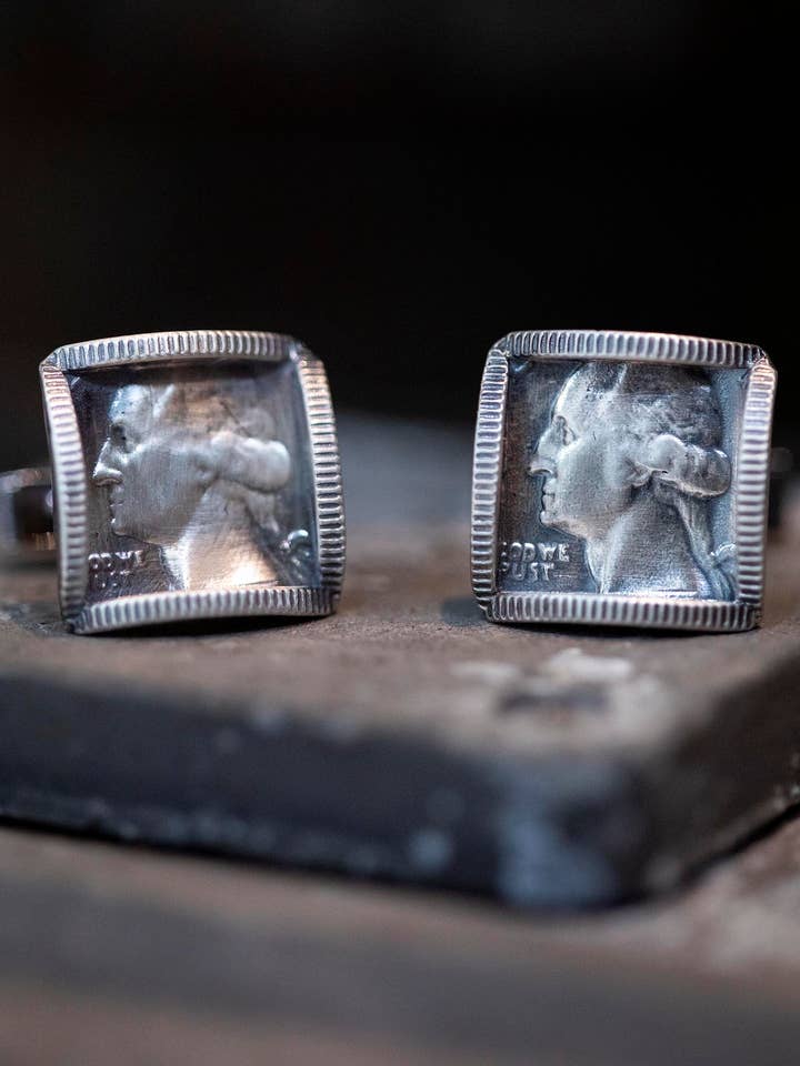 Silver Quarter Squared Cufflinks for wholesale by Stacey Lee Webber