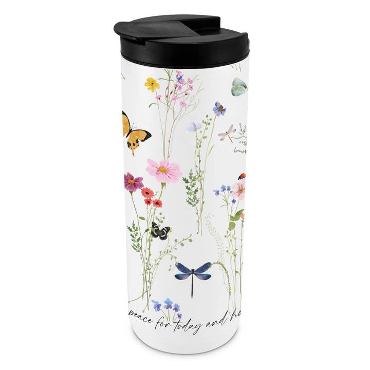 LCP Tumbler Peace For Today With Butterflies & Dragonflies for wholesale by Cottage Garden