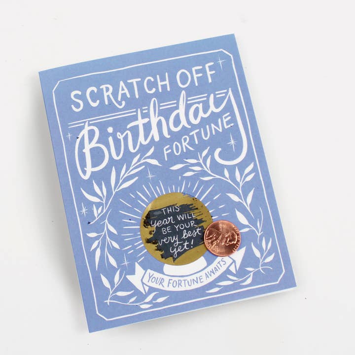 Inklings Paperie - Wholesale Birthday Card - Scratch-off Fortune Card - Blue Birthday4