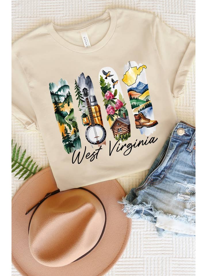 COLORBEAR - Wholesale T-Shirt (Graphic) - Women's - West Virginia State Brushstroke Graphic Tee3