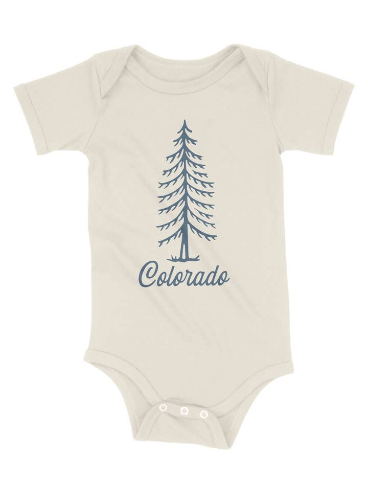 Body rétro «Colorado Tree» pour bébé pour la vente par Buffalo Mountain Print + Supply