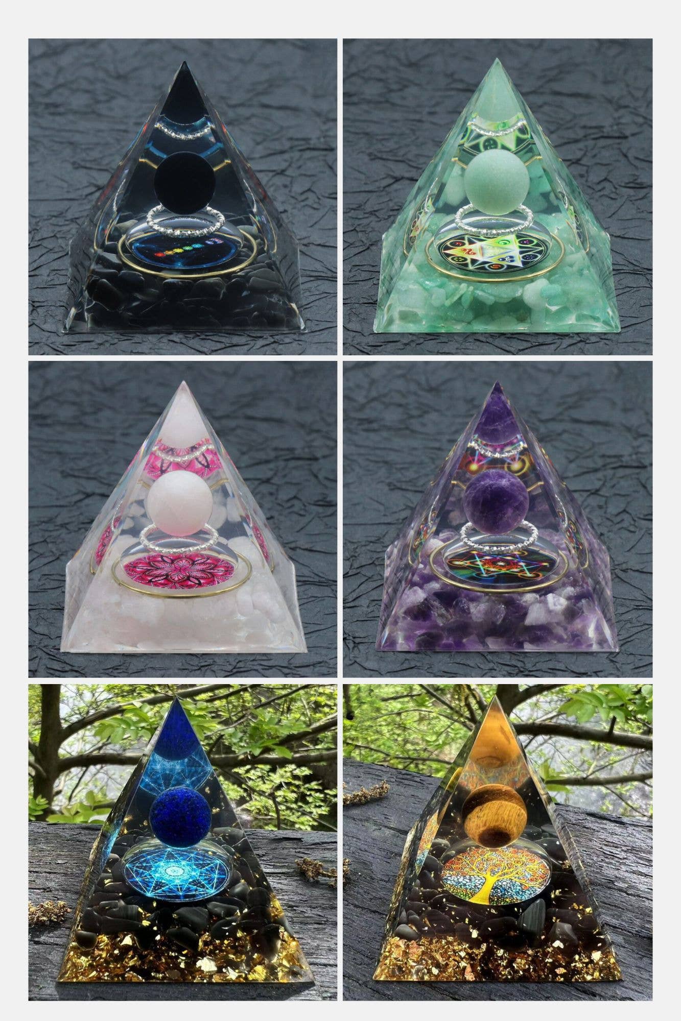 Gypsy Soul - Vente Pierre et cristal de spiritualité - Sphère de cristal Orgonite 6 cm - Lot de 8 pièces1