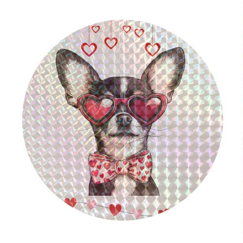 ART WOW - Vendita all'ingrosso Adesivo - Adesivi rotondi 'San Valentino chihuahua'