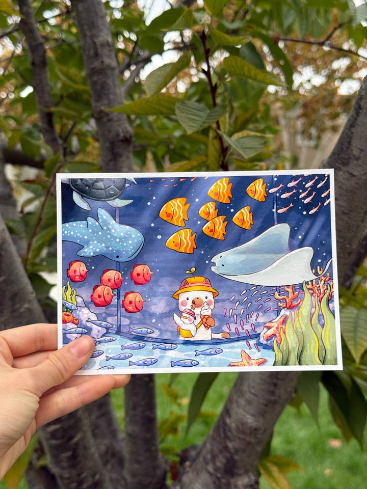 Aquarium visit | Art print for wholesale by AnnaFloof