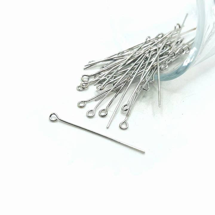 35mm, 21g, Antique Silver Plated Eye Pins for wholesale by Guerrilla Charm