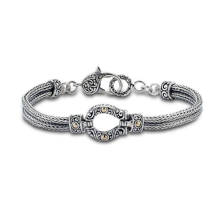 Bracciale portafortuna a forma di ferro di cavallo SS/18k per la vendita all'ingrosso da parte di Eli Pebble