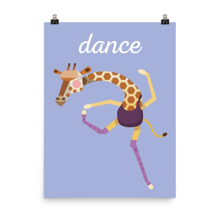 Dancing Giraffe Art Print - English for wholesale by gabo and mateo designs