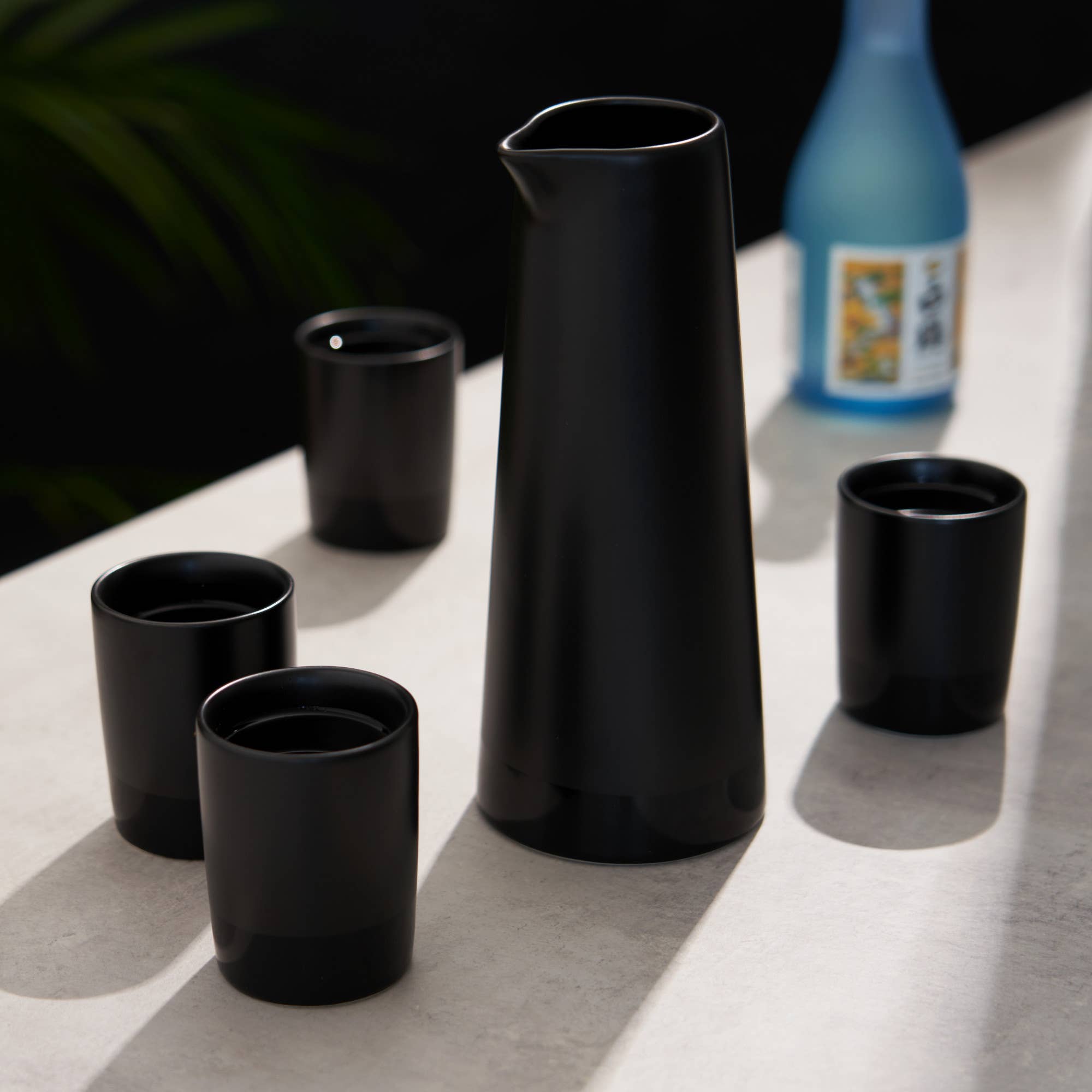 Viski - Wholesale Cocktail/Liquor Glass - Japanese Style Black Stoneware Sake Set of 54