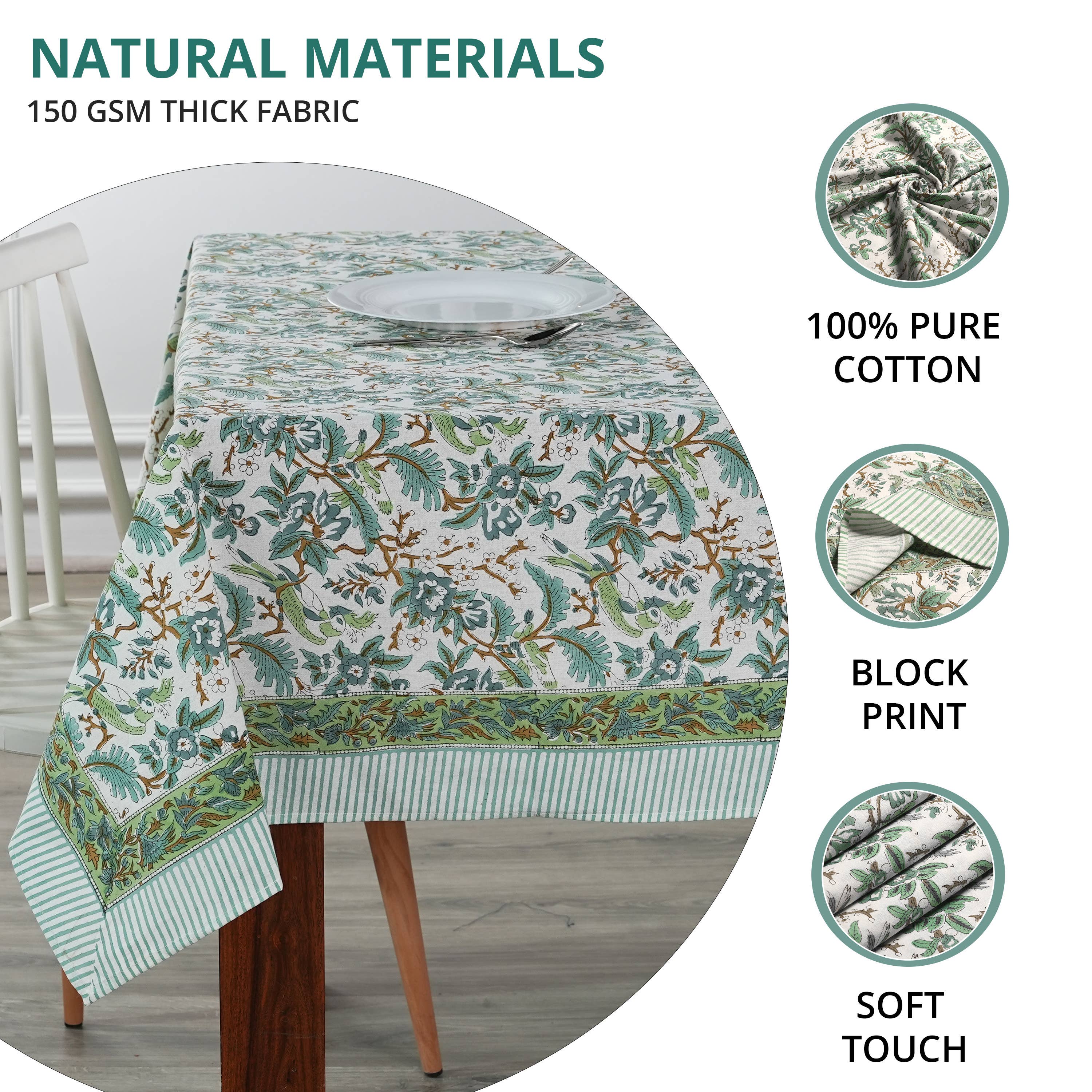 Fabricrush – wholesale Tablecloth – Sage And Russian Green Indian Printed Floral Tablecloth1