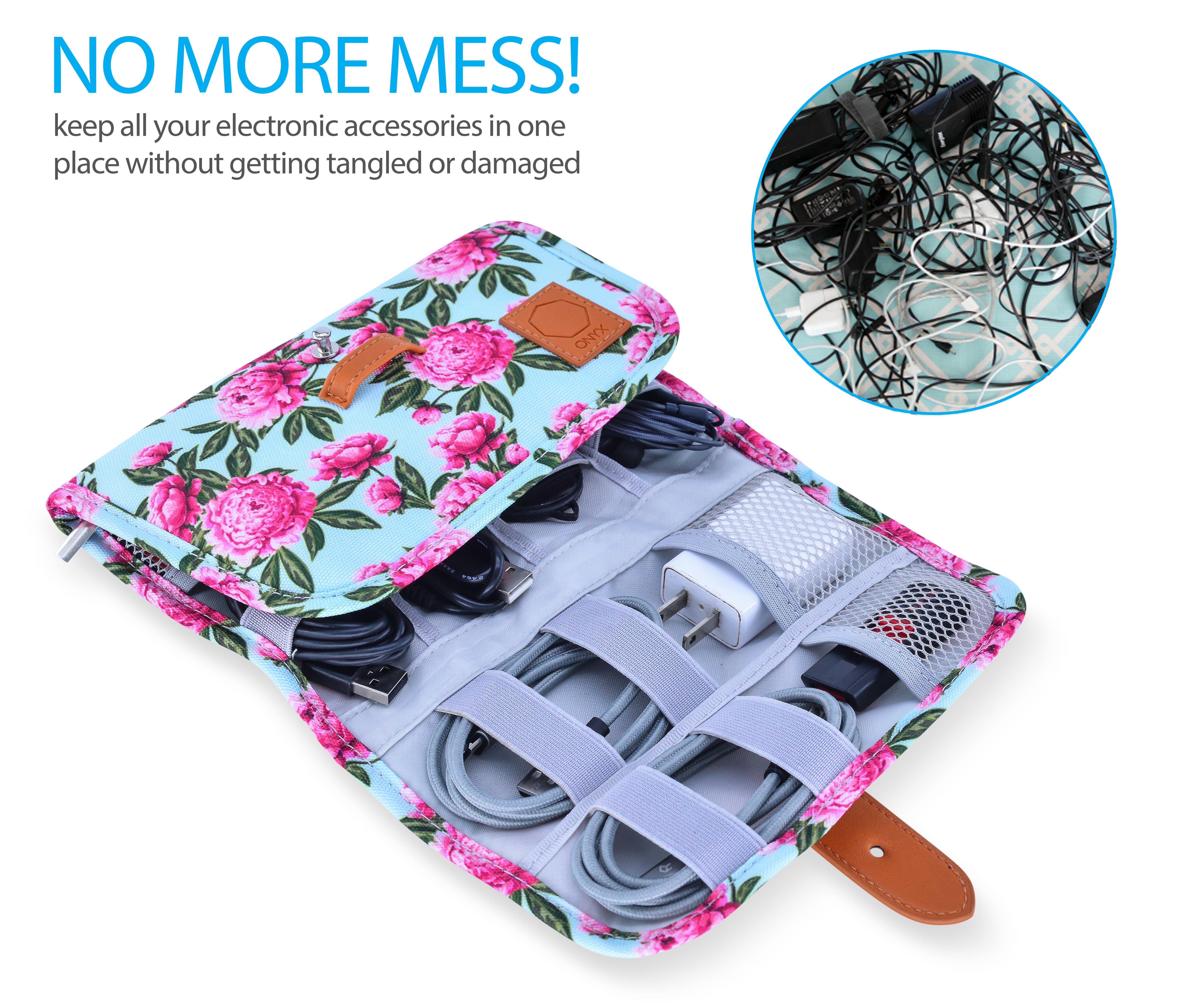 Onyx Outfitters NW - Wholesale Travel Set - Floral Electronics Organizer Travel Bag - Travel Accessories5