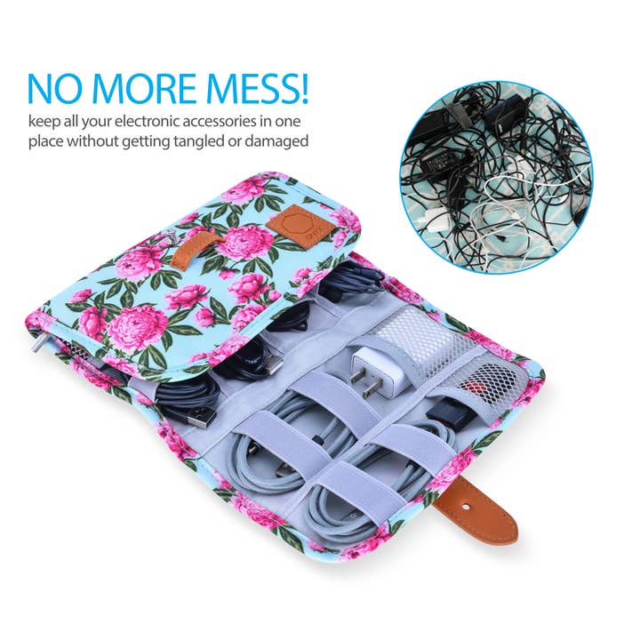 Onyx Outfitters NW - Wholesale Travel Set - Floral Electronics Organizer Travel Bag - Travel Accessories5