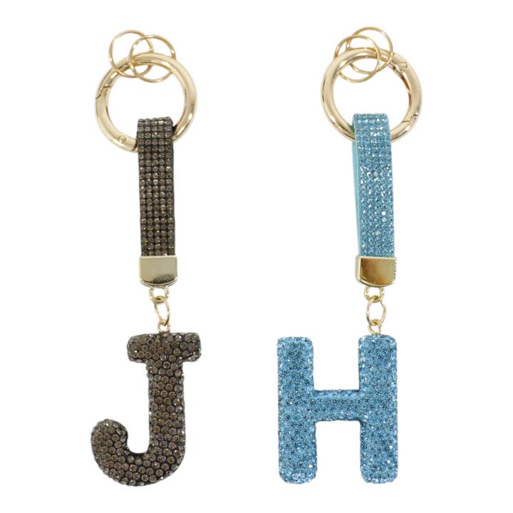 ASSORTED Rhinestone Alphabet Initial Letter Key Chain KC001..(12PC) for wholesale on Faire14