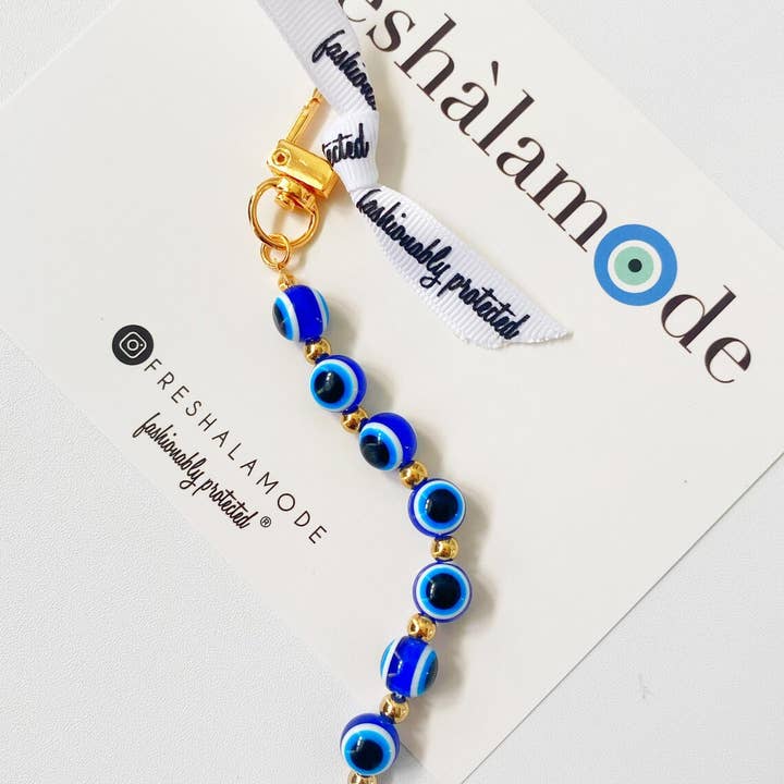 FRESHALAMODE / fashionably protected - Wholesale Keychain – Women's - Evil Eye Beaded Swivel Keychain Clip2