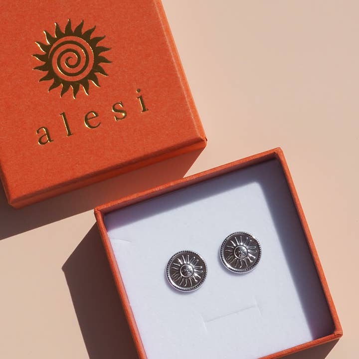 Alesi Jewellery - Wholesale Stud/post earrings - 18K Gold Sun Earrings2