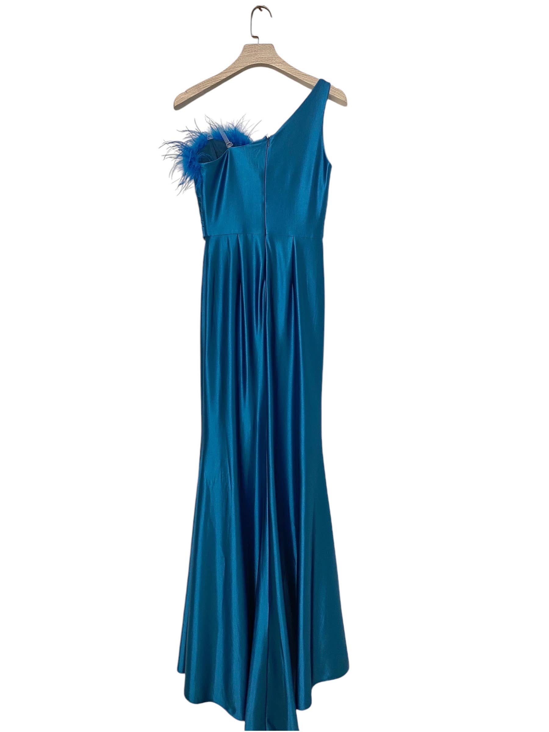 Lautinel - Vendita all'ingrosso Abito da sera - Donna - Vestito da sera asimmetrico con spacco e piume R188113