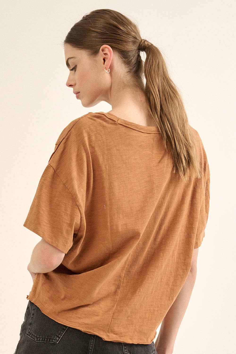 Promesa USA – Engroshandel Strikket top - Dame – Easy Fit Mineral-Wash Udsat Søm Slub Strik Tee23