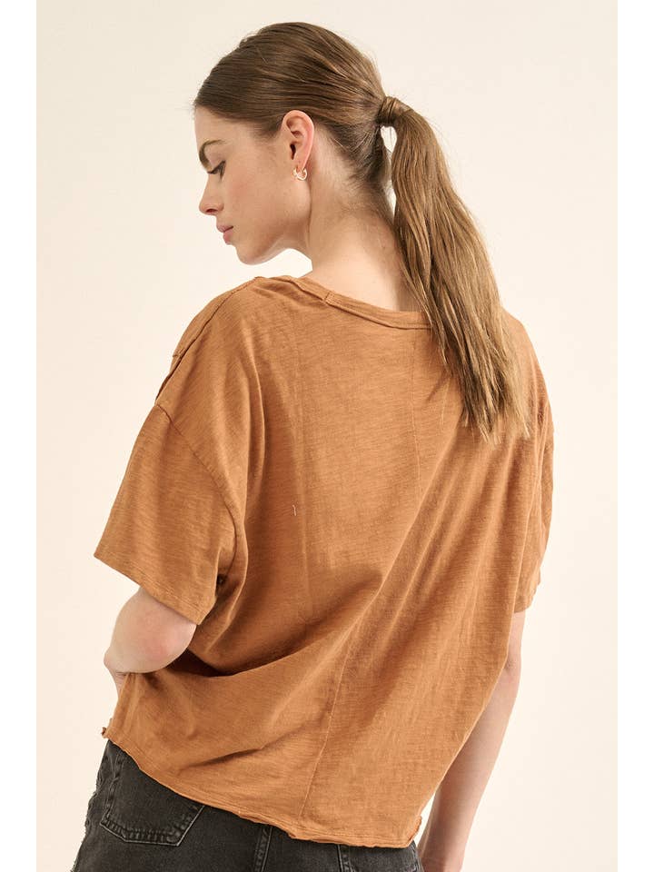 Promesa USA - Wholesale Knit top – Women's - Easy Fit Mineral-Wash Exposed Seam Slub Knit Tee23