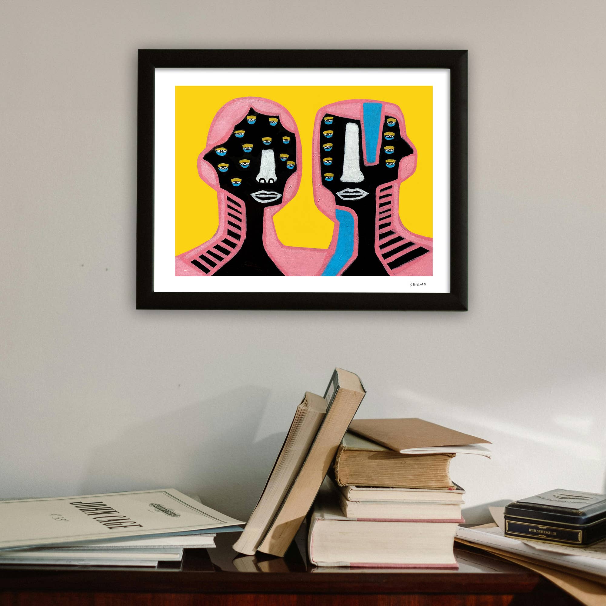 Keemo Gallery - Wholesale Art Print - Love Colorful Modern Art Print Lover Couple Yellow Friend1