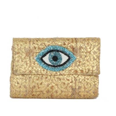 LUV & Co. - Wholesale Clutch Bag - Women's - Jute clutch w/beaded eye gold - HBG104678