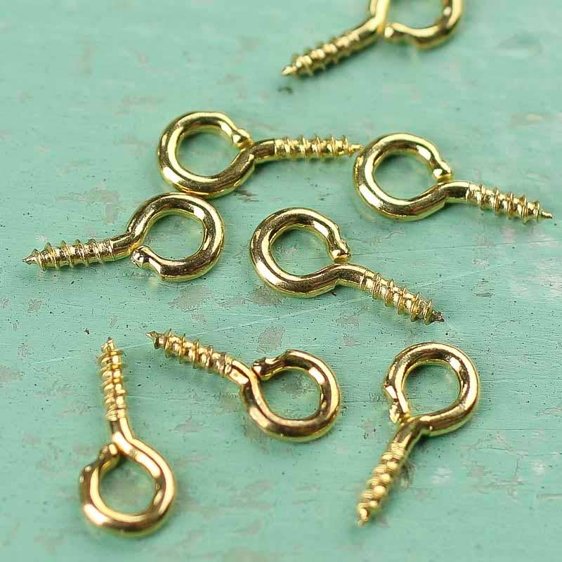 Factory Direct Craft - Wholesale Craft Supplies - Tiny Metal Screw Eyes - Select Gold or Silver (Pack of 8)3