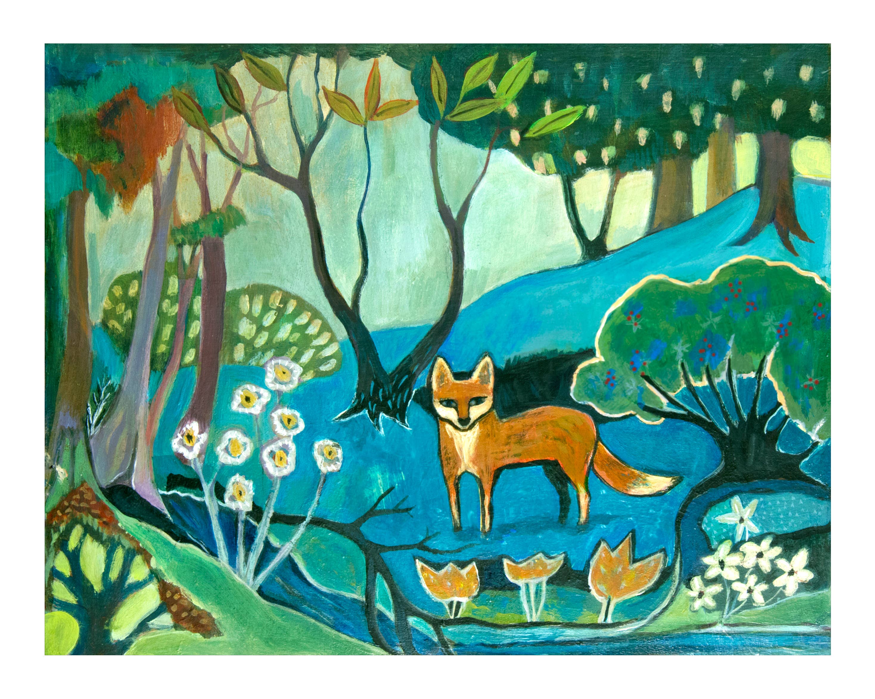 ANN WILLEY ARTS – Großhandel Kunstdruck – Kunstdruck, Volkskunst, Fuchs, folkloristischer Fuchs1