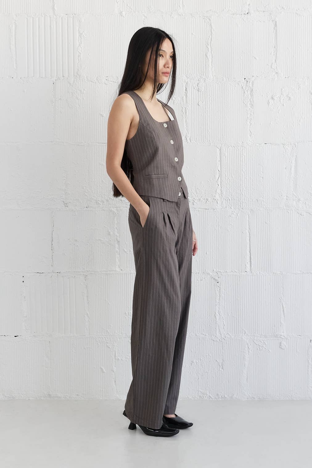 All Row - Wholesale Pants - Women's - The Frances Pants | Striped Straight Leg Linen Trousers12