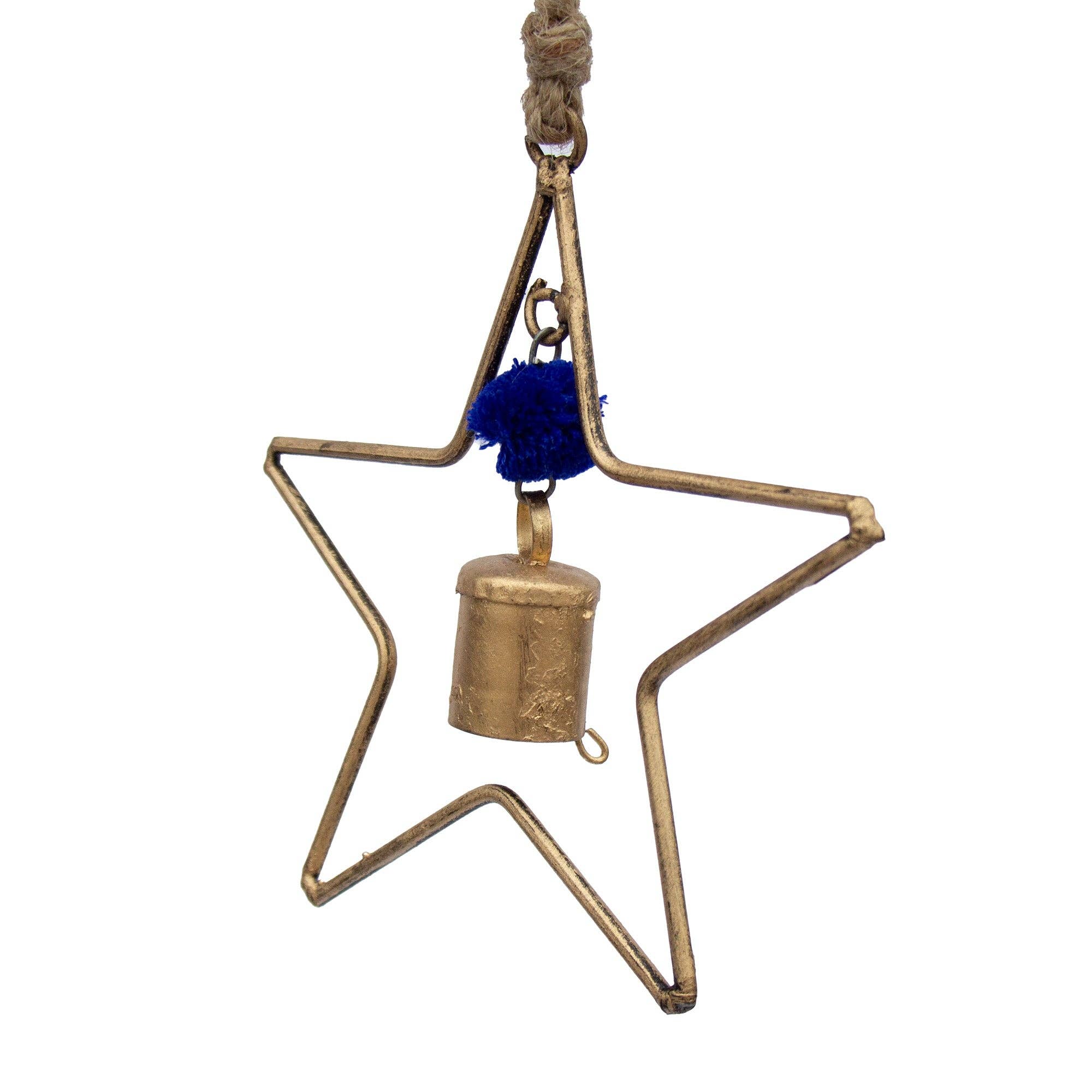 Global Crafts - Vente Carillons - Carillon en forme d'étoile en fer recyclé fabriqué à la main avec cloche3