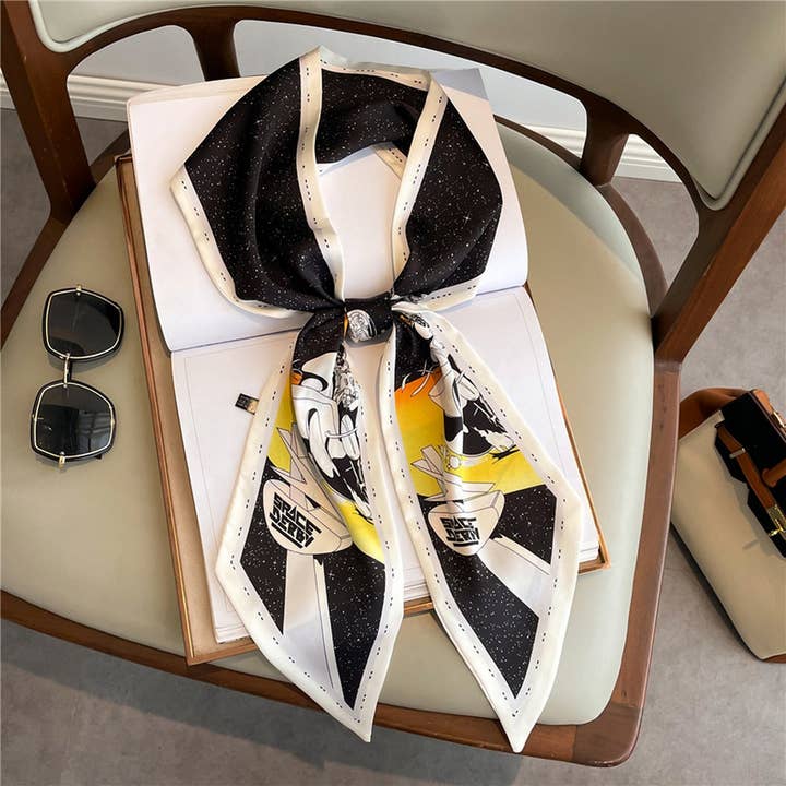 ACCITY - Wholesale Scarf - Women's - FASHIONABLE DOUBLE-LAYER NARROW SILK HEAD SCARF_CWASC1512