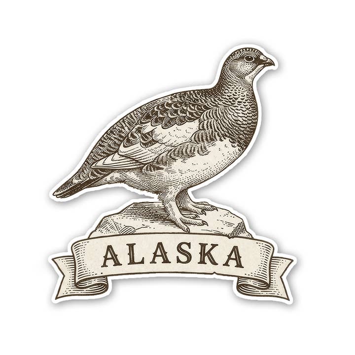 Lagopède - Autocollant du patrimoine de l'Alaska pour la vente par Sticker Atlas