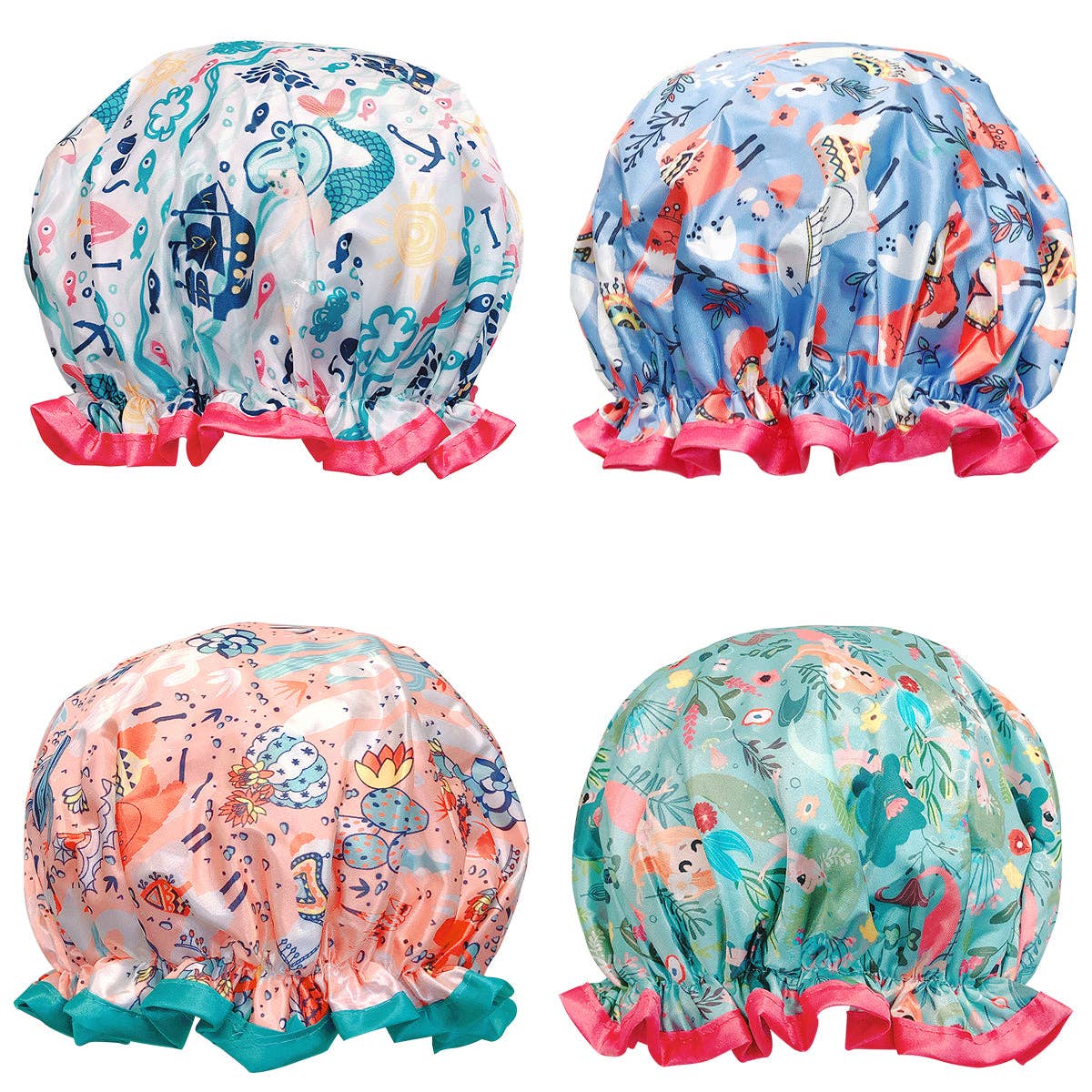 Wrapables.com - Wholesale Showercap - Wrapables  Double Layer Waterproof Shower Caps (Set of 4)28