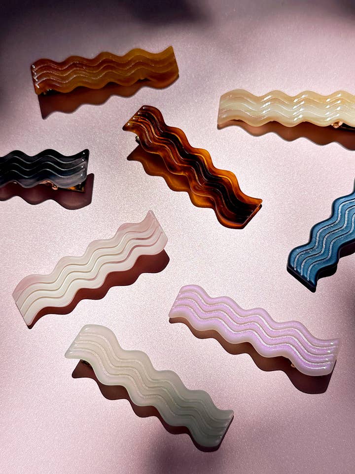 Wavy Acetate Metal Alligator Hair Clips (Set of 2) for wholesale by PopFizzCheers