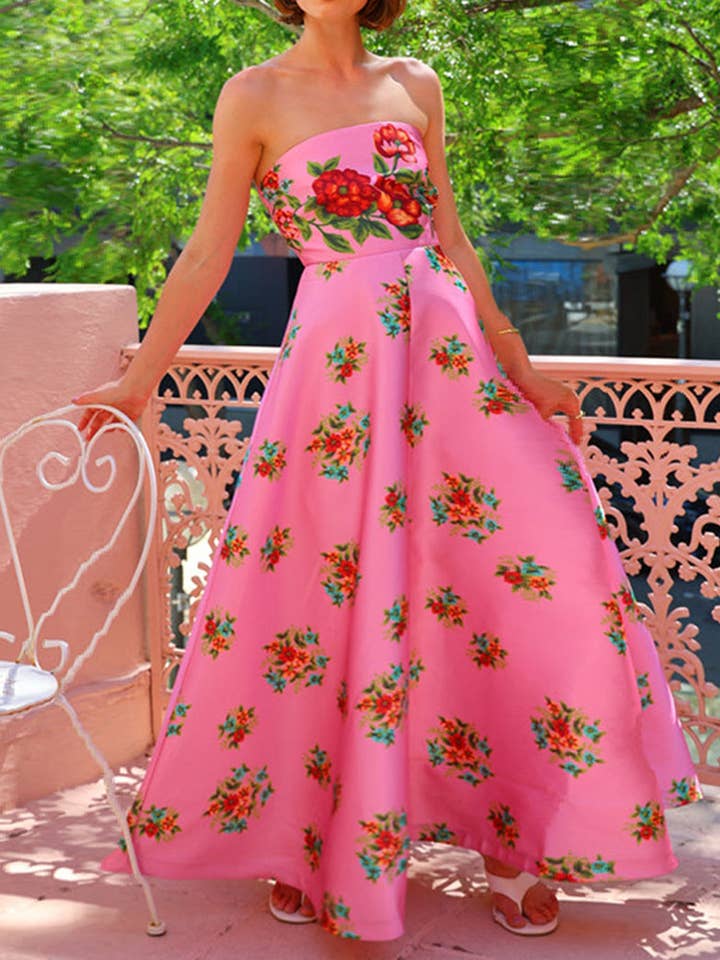 EmberLoom - Wholesale Gown - Women's - Strapless Embroidered Satin Gown1