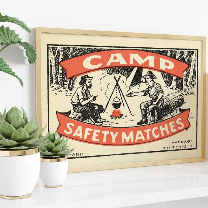 Impression de carnet d'allumettes Camp | Vintage Cowboy Art pour la vente par INK & SONS