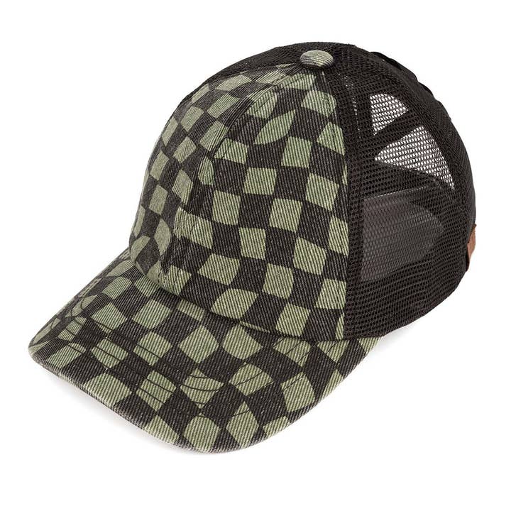 Truly Contagious - Wholesale Baseball Cap - Women's - CC Checkered Pattern Baseball Cap | Criss-Cross ( BT-1008 )