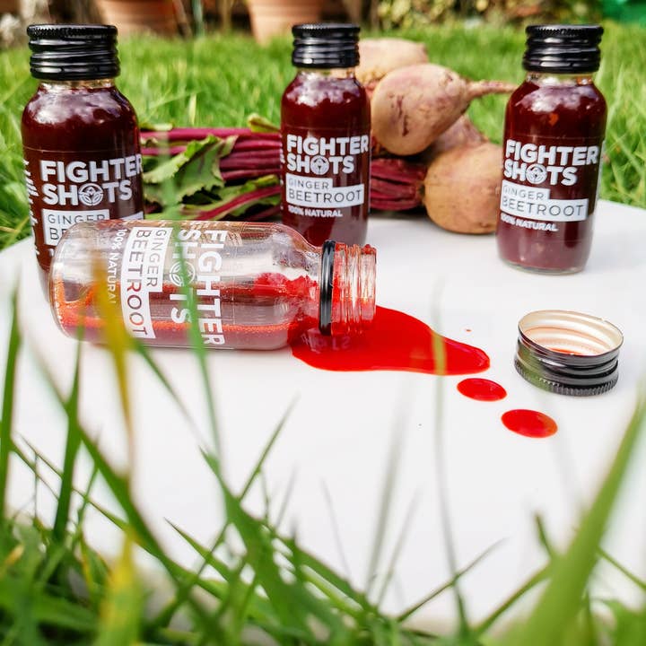 Fighter Shots - Wholesale Wellness Juice/Tonic - Fighter Shots 100% Vegan Ginger + Beetroot, 6 or 12 X 60ml
