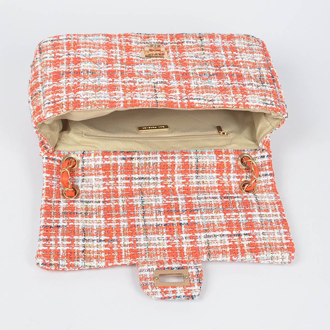 3AM BY H&D ACCESSORIES - Wholesale Shoulder Bag - Women's - Quilted Tweed Flap Shoulder Bag6