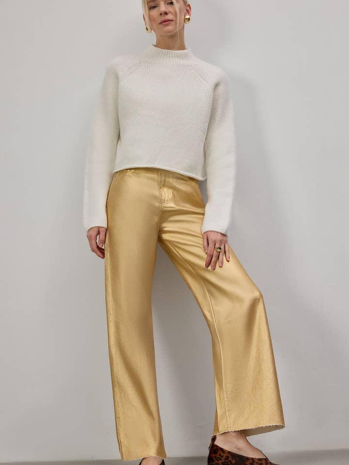 PANTALON MÉTALLIQUE À TAILLE HAUTE pour la vente par Touché Privé