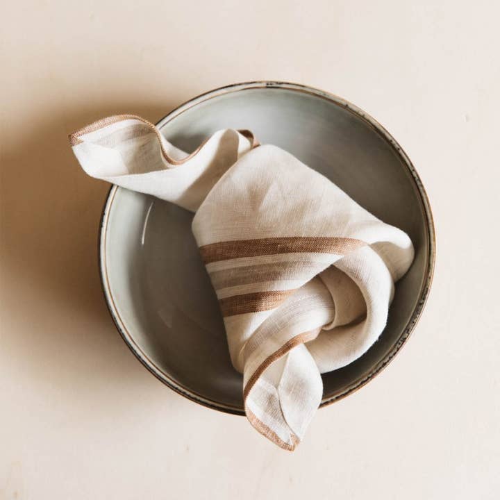 Gabrielle Paris - Wholesale Dinner & Cloth Napkin - Washed Linen Striped Napkin5